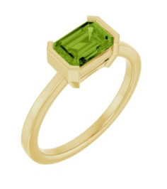 72361 Ring Set 14K Yellow Natural Peridot Emerald 7 X 5 Mm Polished Natural Peridot Ring