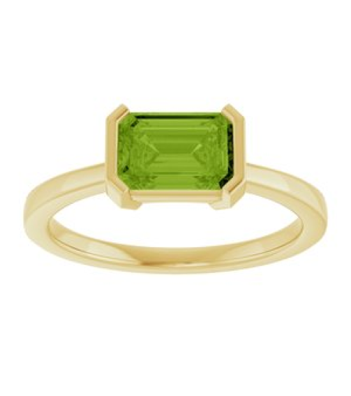 72361 Ring Set 14K Yellow Natural Peridot Emerald 7 X 5 Mm Polished Natural Peridot Ring