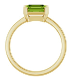 72361 Ring Set 14K Yellow Natural Peridot Emerald 7 X 5 Mm Polished Natural Peridot Ring