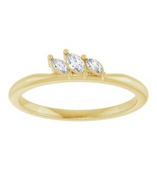 126931 Ring Set 14K Yellow Natural Diamond Marquise 3.5 X 2 Mm Natural Diamond Polished 18 Ctw Natural Diamond Three-Stone Stackable Ring