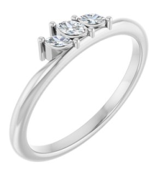 126931 Ring Set Sterling Silver Natural Diamond Marquise 3.5 X 2 Mm Natural Diamond Polished 18 Ctw Natural Diamond Three-Stone Stackable Ring