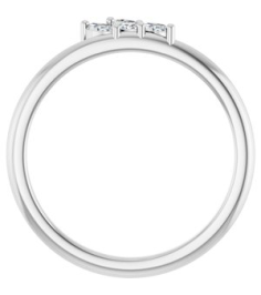 126931 Ring Set Sterling Silver Natural Diamond Marquise 3.5 X 2 Mm Natural Diamond Polished 18 Ctw Natural Diamond Three-Stone Stackable Ring