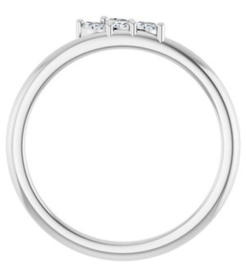126931 Ring Set Sterling Silver Natural Diamond Marquise 3.5 X 2 Mm Natural Diamond Polished 18 Ctw Natural Diamond Three-Stone Stackable Ring