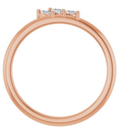 126931 Ring Set 14K Rose Natural Diamond Marquise 3.5 X 2 Mm Natural Diamond Polished 18 Ctw Natural Diamond Three-Stone Stackable Ring