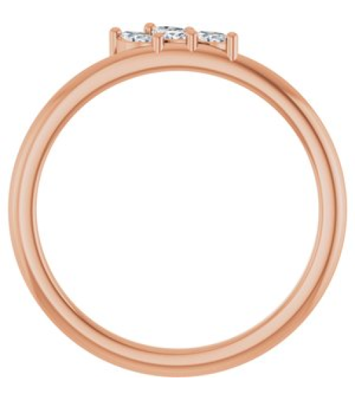 126931 Ring Set 14K Rose Natural Diamond Marquise 3.5 X 2 Mm Natural Diamond Polished 18 Ctw Natural Diamond Three-Stone Stackable Ring