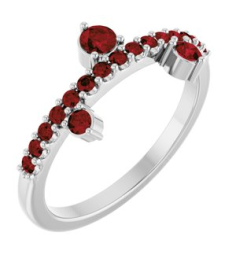 72449 Ring Set 14K White Natural Mozambique Garnet Round 3 Mm Natural Mozambique Garnet Polished Natural Mozambique Garnet Ring