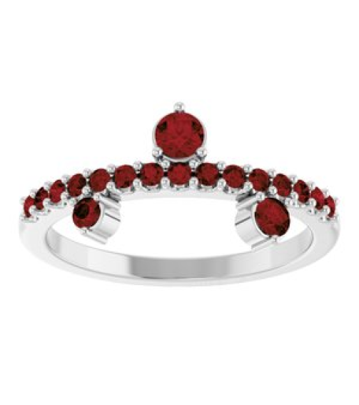 72449 Ring Set 14K White Natural Mozambique Garnet Round 3 Mm Natural Mozambique Garnet Polished Natural Mozambique Garnet Ring