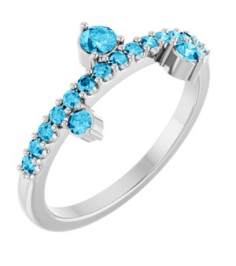72449 Ring Set 14K White Natural Aquamarine Round 3 Mm Natural Aquamarine Polished Natural Aquamarine Ring
