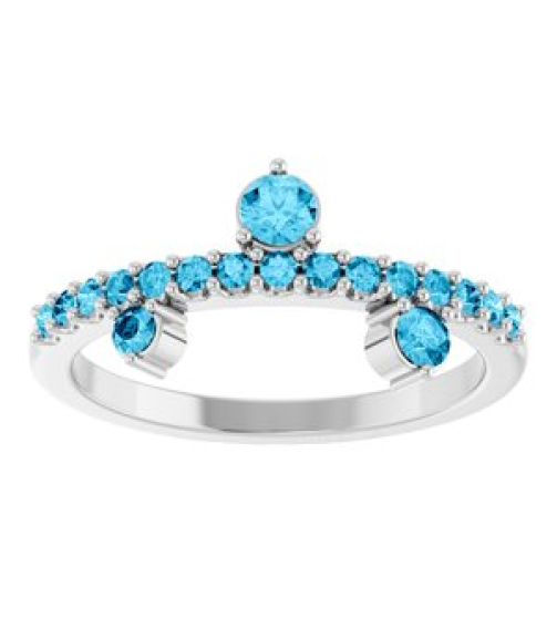 72449 Ring Set 14K White Natural Aquamarine Round 3 Mm Natural Aquamarine Polished Natural Aquamarine Ring