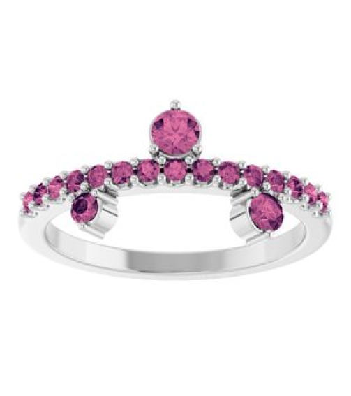 72449 Ring Set 14K White Natural Pink Tourmaline Round 3 Mm Natural Pink Tourmaline Polished Natural Pink Tourmaline Ring