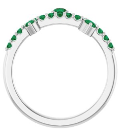72449 Ring Set 14K White Natural Emerald Round 3 Mm Natural Emerald Polished Natural Emerald Ring