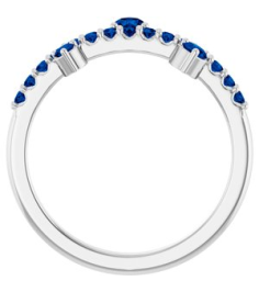 72449 Ring Set 14K White Natural Blue Sapphire Round 3 Mm Natural Blue Sapphire Polished Natural Blue Sapphire Ring