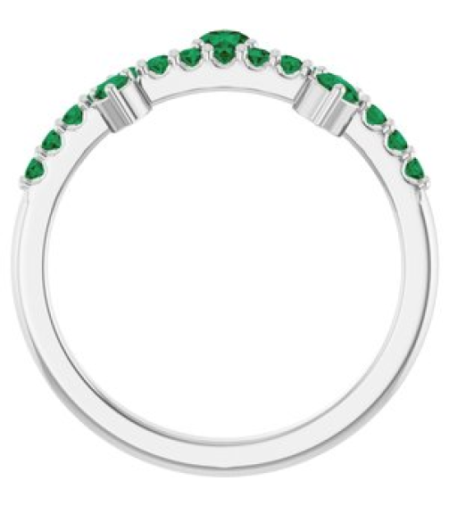 72449 Ring Set Platinum Lab-Grown Emerald Round 3 Mm Lab-Grown Emerald Polished Lab Grown Emerald Ring