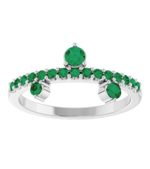 72449 Ring Set Platinum Lab-Grown Emerald Round 3 Mm Lab-Grown Emerald Polished Lab Grown Emerald Ring