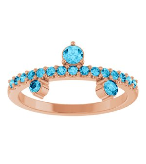 72449 Ring Set 14K Rose Natural Aquamarine Round 3 Mm Natural Aquamarine Polished Natural Aquamarine Ring