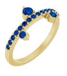 72449 Ring Set 14K Yellow Natural Blue Sapphire Round 3 Mm Natural Blue Sapphire Polished Natural Blue Sapphire Ring