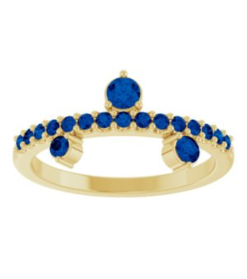 72449 Ring Set 14K Yellow Natural Blue Sapphire Round 3 Mm Natural Blue Sapphire Polished Natural Blue Sapphire Ring