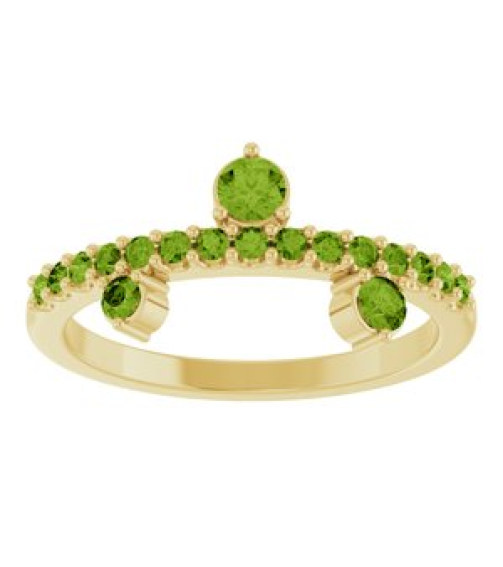 72449 Ring Set 14K Yellow Natural Peridot Round 3 Mm Natural Peridot Polished Natural Peridot Ring