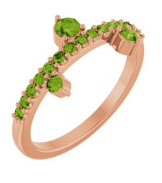 72449 Ring Set 14K Rose Natural Peridot Round 3 Mm Natural Peridot Polished Natural Peridot Ring
