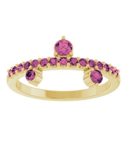 72449 Ring Set 14K Yellow Natural Pink Tourmaline Round 3 Mm Natural Pink Tourmaline Polished Natural Pink Tourmaline Ring