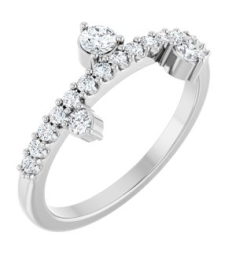 72449 Ring Set 14K White Natural White Sapphire Round 3 Mm Natural White Sapphire Polished Natural White Sapphire Ring