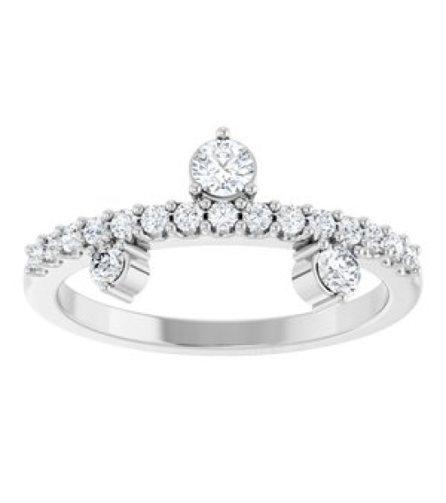 72449 Ring Set 14K White Natural White Sapphire Round 3 Mm Natural White Sapphire Polished Natural White Sapphire Ring
