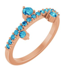 72449 Ring Set 14K Rose Natural Blue Zircon Round 3 Mm Natural Zircon Polished Natural Blue Zircon Ring