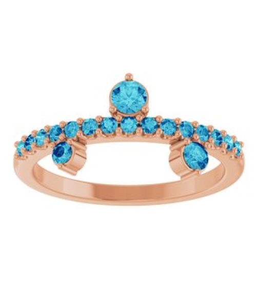 72449 Ring Set 14K Rose Natural Blue Zircon Round 3 Mm Natural Zircon Polished Natural Blue Zircon Ring