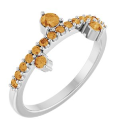 72449 Ring Set 14K White Natural Citrine Round 3 Mm Natural Citrine Polished Natural Citrine Ring