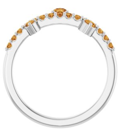 72449 Ring Set 14K White Natural Citrine Round 3 Mm Natural Citrine Polished Natural Citrine Ring