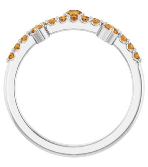 72449 Ring Set 14K White Natural Citrine Round 3 Mm Natural Citrine Polished Natural Citrine Ring