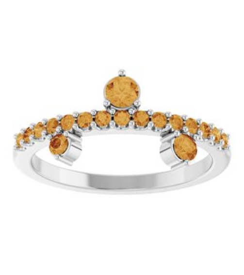 72449 Ring Set 14K White Natural Citrine Round 3 Mm Natural Citrine Polished Natural Citrine Ring