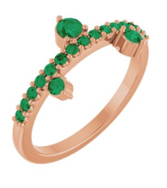 72449 Ring Set 14K Rose Lab-Grown Emerald Round 3 Mm Lab-Grown Emerald Polished Lab Grown Emerald Ring