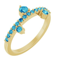 72449 Ring Set 14K Yellow Natural Blue Zircon Round 3 Mm Natural Zircon Polished Natural Blue Zircon Ring
