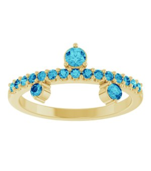 72449 Ring Set 14K Yellow Natural Blue Zircon Round 3 Mm Natural Zircon Polished Natural Blue Zircon Ring