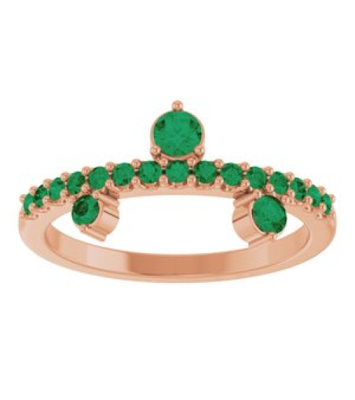72449 Ring Set 14K Rose Natural Emerald Round 3 Mm Natural Emerald Polished Natural Emerald Ring