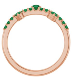 72449 Ring Set 14K Rose Natural Emerald Round 3 Mm Natural Emerald Polished Natural Emerald Ring