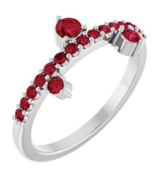 72449 Ring Set 14K White Lab-Grown Ruby Round 3 Mm Lab-Grown Ruby Polished Lab Grown Ruby Ring