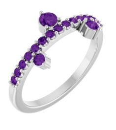 72449 Ring Set Platinum Natural Amethyst Round 3 Mm Natural Amethyst Polished Natural Amethyst Ring