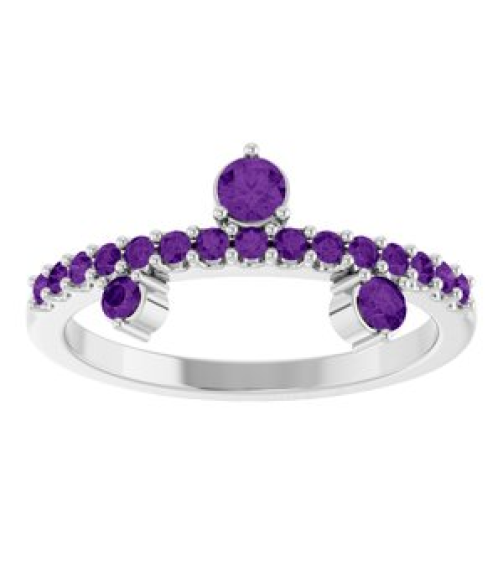 72449 Ring Set Platinum Natural Amethyst Round 3 Mm Natural Amethyst Polished Natural Amethyst Ring
