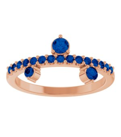 72449 Ring Set 14K Rose Natural Blue Sapphire Round 3 Mm Natural Blue Sapphire Polished Natural Blue Sapphire Ring