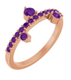 72449 Ring Set 14K Rose Natural Amethyst Round 3 Mm Natural Amethyst Polished Natural Amethyst Ring