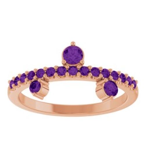 72449 Ring Set 14K Rose Natural Amethyst Round 3 Mm Natural Amethyst Polished Natural Amethyst Ring