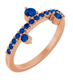 72449 Ring Set 14K Rose Lab-Grown Blue Sapphire Round 3 Mm Lab-Grown Blue Sapphire Polished Lab Grown Blue Sapphire Ring