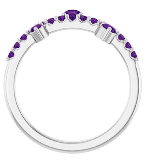 72449 Ring Set 14K White Natural Amethyst Round 3 Mm Natural Amethyst Polished Natural Amethyst Ring
