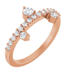 72449 Ring Set 14K Rose Natural White Sapphire Round 3 Mm Natural White Sapphire Polished Natural White Sapphire Ring