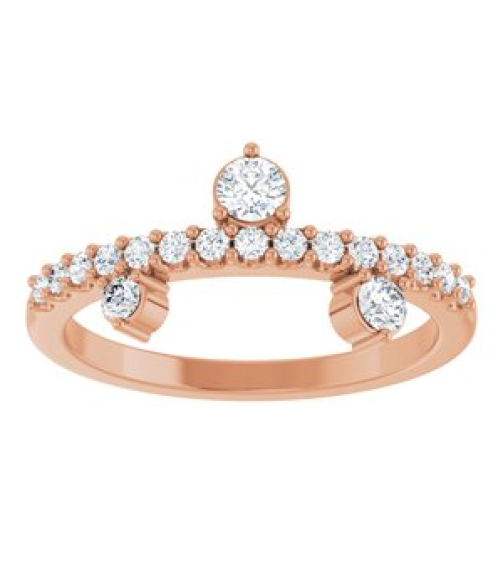 72449 Ring Set 14K Rose Natural White Sapphire Round 3 Mm Natural White Sapphire Polished Natural White Sapphire Ring