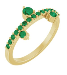 72449 Ring Set 14K Yellow Natural Emerald Round 3 Mm Natural Emerald Polished Natural Emerald Ring