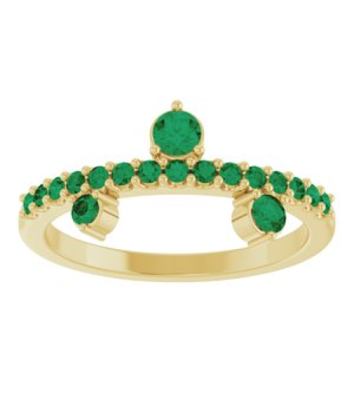 72449 Ring Set 14K Yellow Natural Emerald Round 3 Mm Natural Emerald Polished Natural Emerald Ring