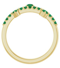 72449 Ring Set 14K Yellow Natural Emerald Round 3 Mm Natural Emerald Polished Natural Emerald Ring